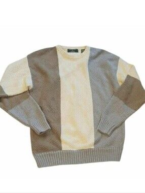 Embassy Row Heavy Knit Crew Neck Sweater Vintage Cozy Neutral Preppy Sz M NWT